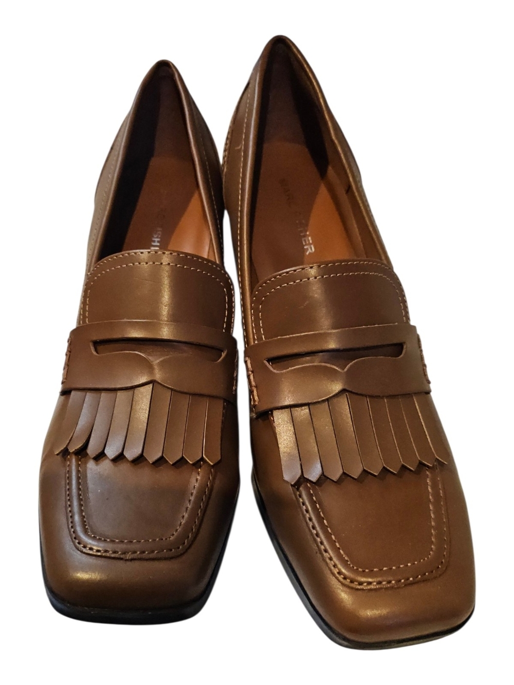 Marc Fisher Size 10 Hamish Block Heel Kiltie Penny Loafer Brown - Picture 5 of 14